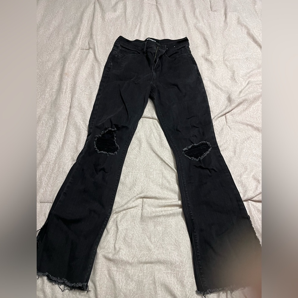 Express black ripped Jean. Wide leg. Size 6